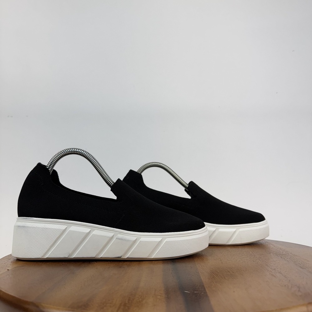 New‎ Womens Charles David Rhody Black Knit Platform Wedge Sneakers Size 8 M NWOB